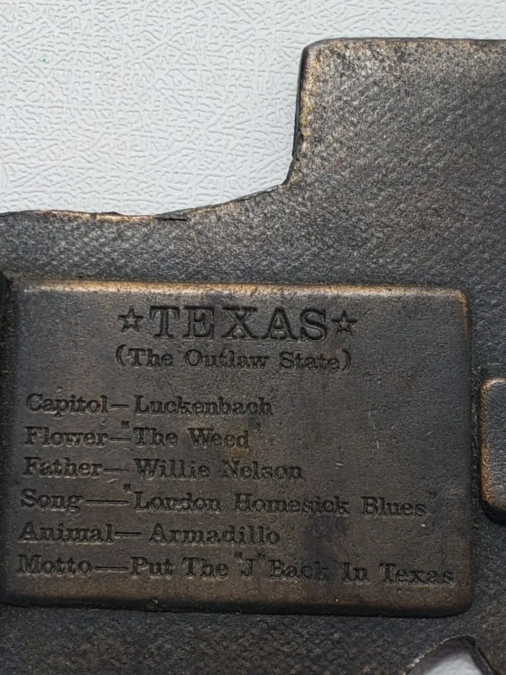 Vintage 1977 Indiana Metal Craft Texas Lone Star State Belt Buckle F-118